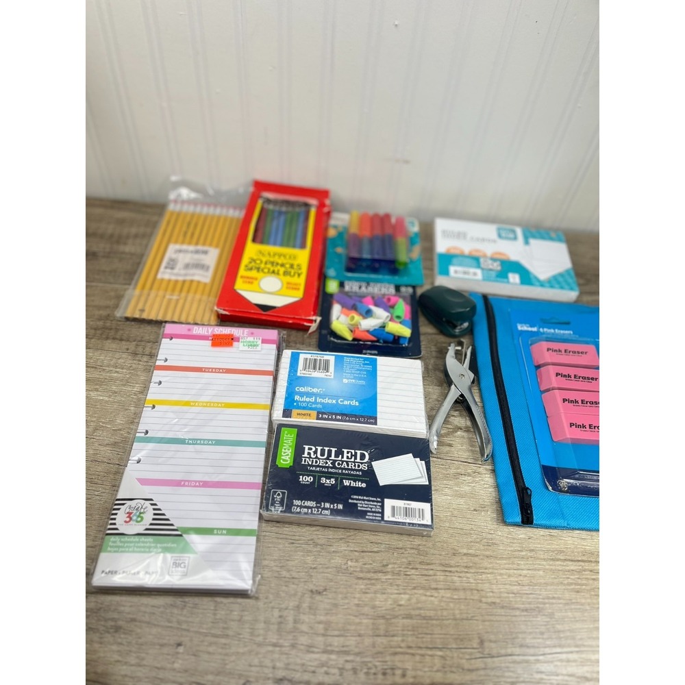 School Supply Lot, Nappco Pencils, 300 Index Cards, Pencil Case, Erasers Etc - Picture 7 of 12